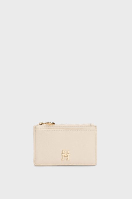 Tommy Hilfiger Logolu Fermuarlı Bayan Kartlık AW0AW17481 ACI BEJ - Tommy Hilfiger