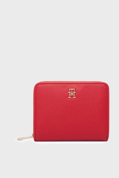 Tommy Hilfiger Logolu Fermuarlı Kadın Cüzdan AW0AW18475 XLG KIRMIZI - Tommy Hilfiger