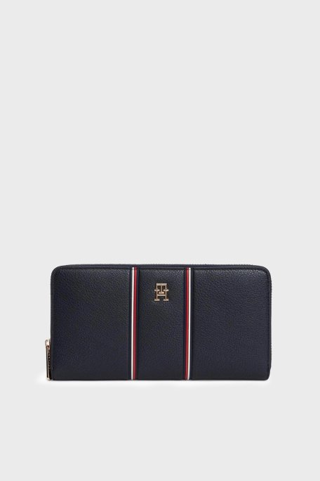 Tommy Hilfiger Logolu Fermuarlı Kadın Cüzdan AW0AW18654 DW6 LACİVERT - Tommy Hilfiger