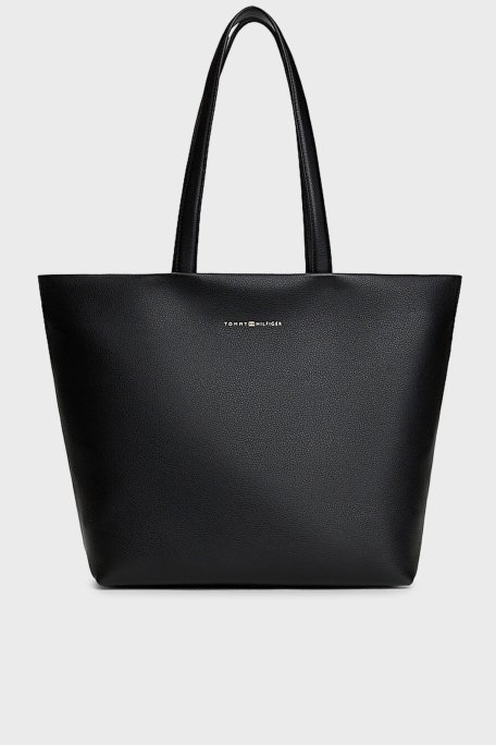 Tommy Hilfiger Logolu Omuz Askılı Bayan Çanta AW0AW17693 BDS SİYAH - Tommy Hilfiger