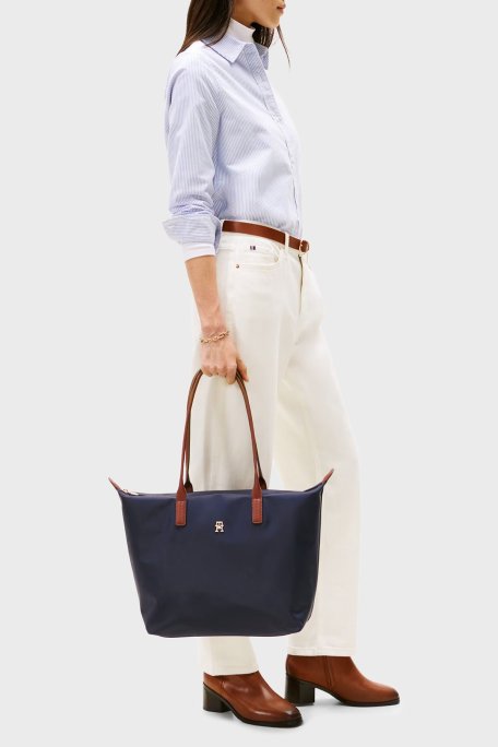 Tommy Hilfiger Logolu Omuz Askılı Tote Bayan Çanta AW0AW17711 DW6 LACİVERT - Tommy Hilfiger (1)