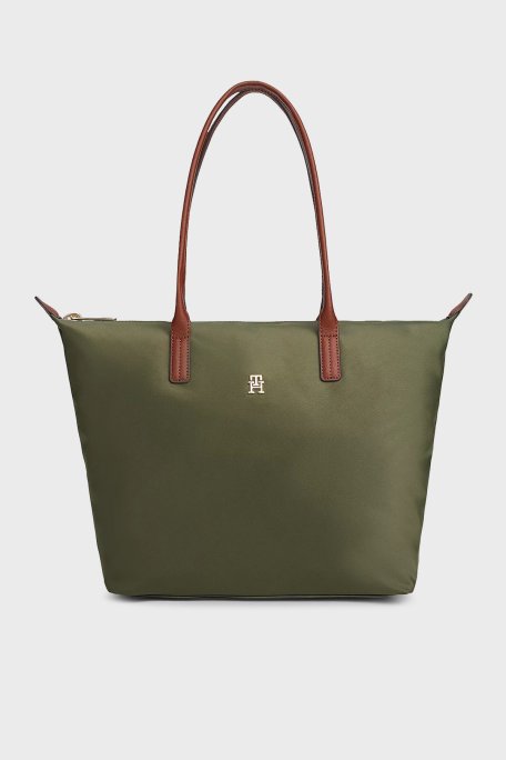Tommy Hilfiger Logolu Omuz Askılı Tote Bayan Çanta AW0AW17711 MT1 YEŞİL - Tommy Hilfiger