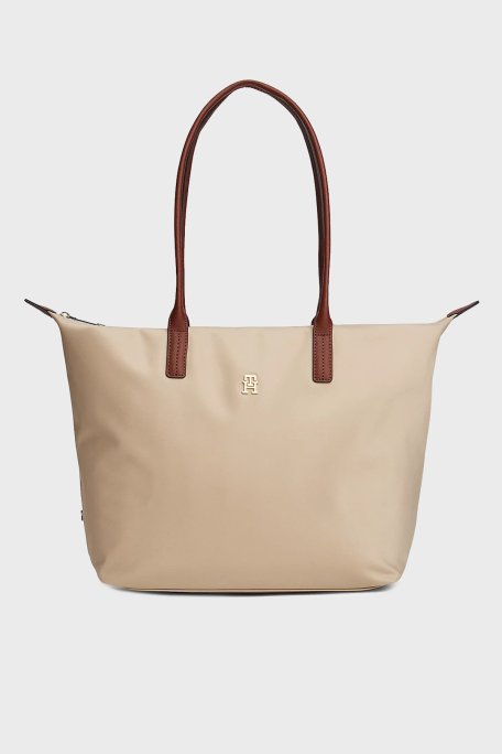 Tommy Hilfiger Logolu Omuz Askılı Tote Bayan Çanta AW0AW17711 RBT KUM - Tommy Hilfiger