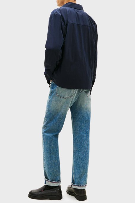 Tommy Hilfiger Logolu Pamuk Karışımlı Relaxed Fit Fermuarlı Erkek Mont MW0MW42586 DW5 LACİVERT - Tommy Hilfiger (1)