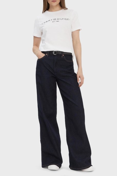 Tommy Hilfiger Logolu Pamuklu Regular Fit Bisiklet Yaka Bayan T Shirt WW0WW40276 YCF BEYAZ - Tommy Hilfiger (1)