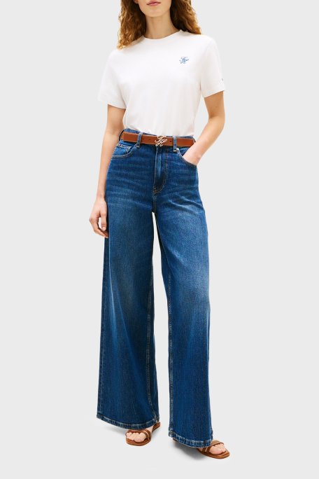 Tommy Hilfiger Logolu Pamuklu Regular Fit Bisiklet Yaka Bayan T Shirt WW0WW48699 YBL BEYAZ - Tommy Hilfiger (1)