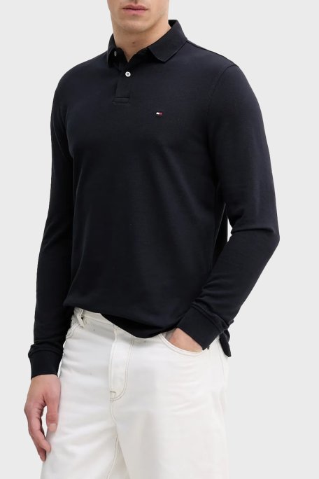 Tommy Hilfiger Logolu Pamuklu Regular Fit Düğmeli Erkek Polo Yaka Sweat MW0MW20183 DW5 LACİVERT - Tommy Hilfiger
