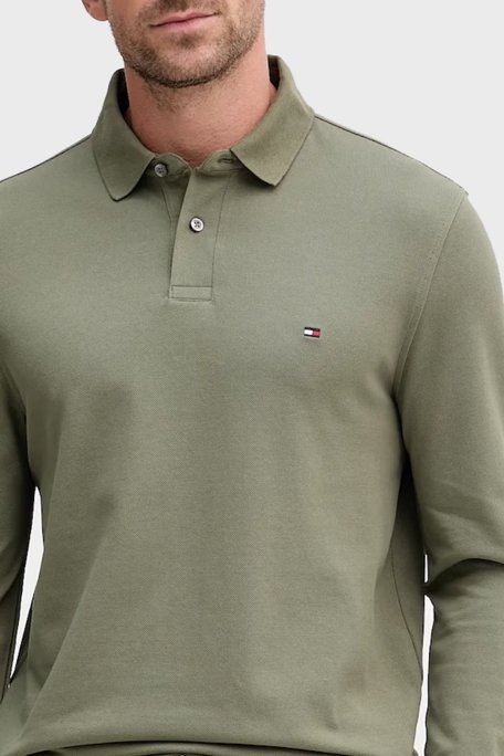 Tommy Hilfiger Logolu Pamuklu Regular Fit Düğmeli Erkek Polo Yaka Sweat MW0MW20183 PLI YEŞİL - Tommy Hilfiger
