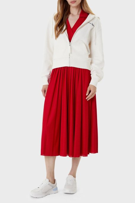 Tommy Hilfiger Logolu Pamuklu Regular Fit Kapüşonlu Crop Bayan Sweat WW0WW45742 YA8 BEYAZ - Tommy Hilfiger (1)