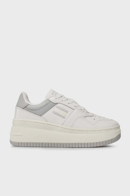 Tommy Hilfiger Logolu Retro Basket Flatform Sneaker Bayan Ayakkabı EN0EN02523 YBL BEYAZ - Tommy Hilfiger