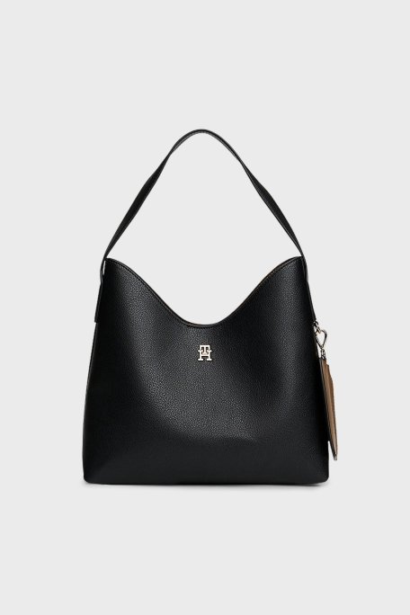 Tommy Hilfiger Logolu Sabit Askılı Bayan Çanta AW0AW18140 BDS SİYAH - Tommy Hilfiger