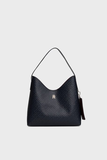 Tommy Hilfiger Logolu Sabit Askılı Bayan Çanta AW0AW18141 DW6 LACİVERT - Tommy Hilfiger