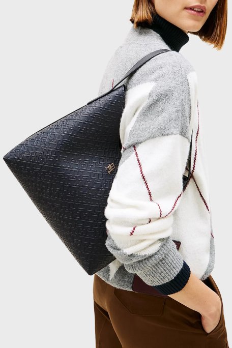 Tommy Hilfiger Logolu Sabit Askılı Bayan Çanta AW0AW18141 DW6 LACİVERT - Tommy Hilfiger (1)