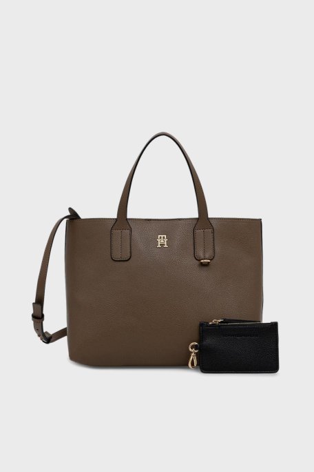 Tommy Hilfiger Logolu Sabit Askılı Bayan Çanta AW0AW18233 R07 VİZON - Tommy Hilfiger