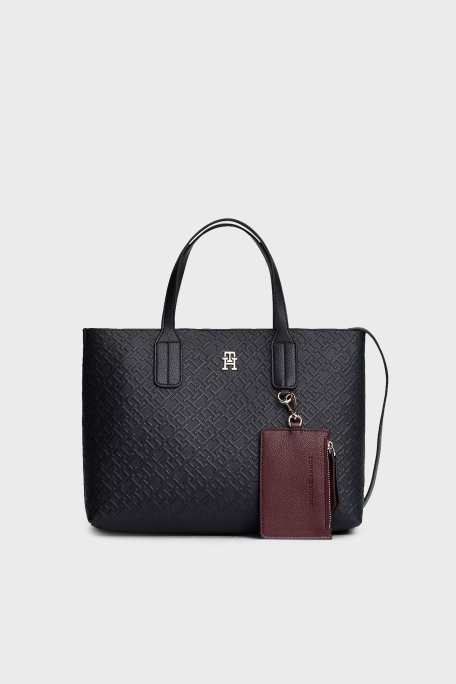 Tommy Hilfiger Logolu Sabit Askılı Bayan Çanta AW0AW18234 DW6 LACİVERT - Tommy Hilfiger