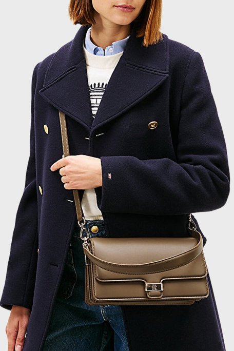 Tommy Hilfiger Logolu Sabit Askılı ve Ayarlanabilir Askılı Bayan Çanta AW0AW18029 R07 VİZON - Tommy Hilfiger (1)