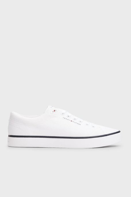 Tommy Hilfiger Logolu Sneaker Erkek Ayakkabı FM0FM05513 YBS BEYAZ - Tommy Hilfiger