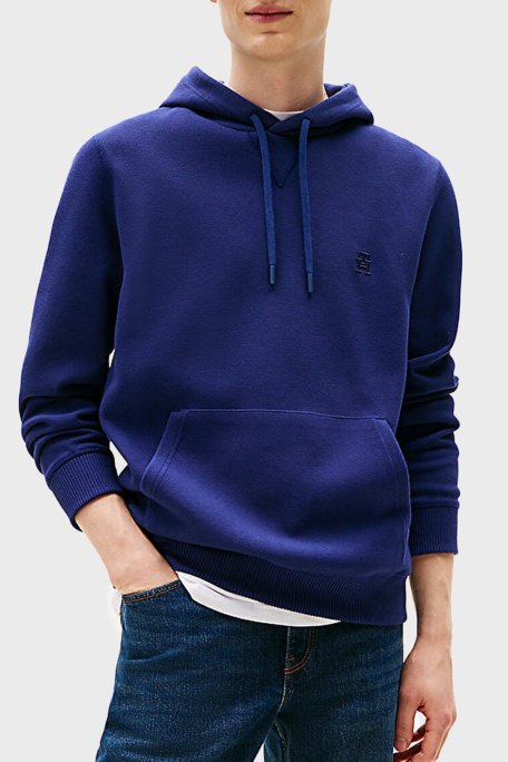 Tommy Hilfiger Logolu Streç Pamuklu Regular Fit Kapüşonlu Erkek Sweat MW0MW39371 C7G MAVİ - Tommy Hilfiger
