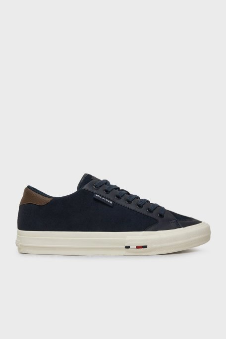 Tommy Hilfiger Logolu Süet Sneaker Erkek Ayakkabı FM0FM05458 DW5 LACİVERT - Tommy Hilfiger