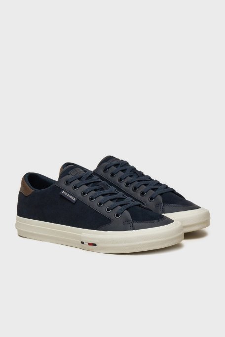 Tommy Hilfiger Logolu Süet Sneaker Erkek Ayakkabı FM0FM05458 DW5 LACİVERT - Tommy Hilfiger (1)