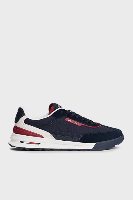 Tommy Hilfiger Logolu Süet Sneaker Erkek Ayakkabı FM0FM05640 DW5 LACİVERT - Tommy Hilfiger