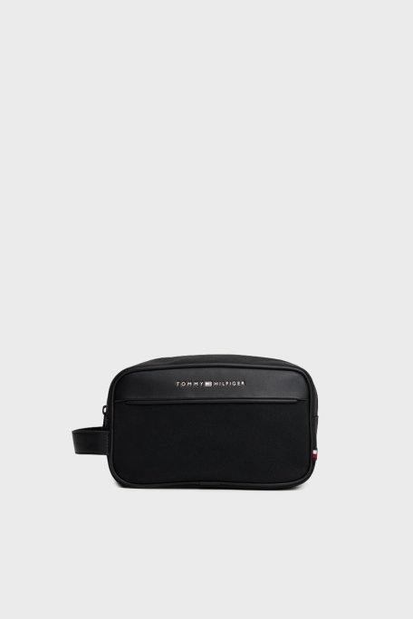 Tommy Hilfiger Logolu Tek Saplı Aksesuar Erkek Çanta AM0AM13747 BDS SİYAH - Tommy Hilfiger