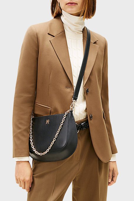 Tommy Hilfiger Logolu Zincir Askılı Bayan Çanta AW0AW18143 BDS SİYAH - Tommy Hilfiger (1)