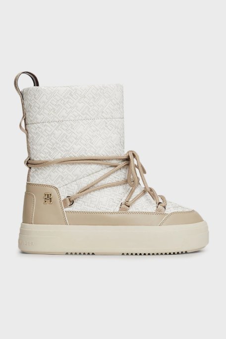 Tommy Hilfiger Monogramlı Bayan Kar Botu FW0FW08430 AEG BEJ - Tommy Hilfiger