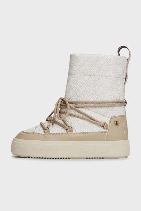 Tommy Hilfiger Monogramlı Bayan Kar Botu FW0FW08430 AEG BEJ - Tommy Hilfiger (1)