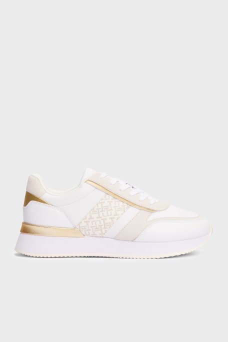 Tommy Hilfiger Monogramlı Kalın Taban Sneaker Bayan Ayakkabı FW0FW08387 0K4 BEYAZ - Tommy Hilfiger