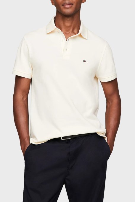 Tommy Hilfiger Organik Pamuklu Slim Fit Erkek Polo Yaka T Shirt MW0MW17771 AEF BEJ - Tommy Hilfiger