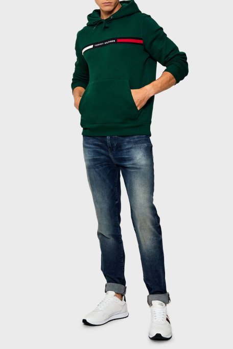 Tommy Hilfiger Pamuk Karışımlı Regular Fit Kanguru Cepli Kapüşonlu Erkek Sweat MW0MW37361 L6K YEŞİL - Tommy Hilfiger (1)