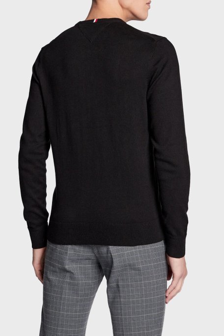 Tommy Hilfiger Pamuk ve Kaşmir Karışımlı Regular Fit Bisiklet Yaka Erkek Kazak MW0MW28046 BDS SİYAH - Tommy Hilfiger (1)