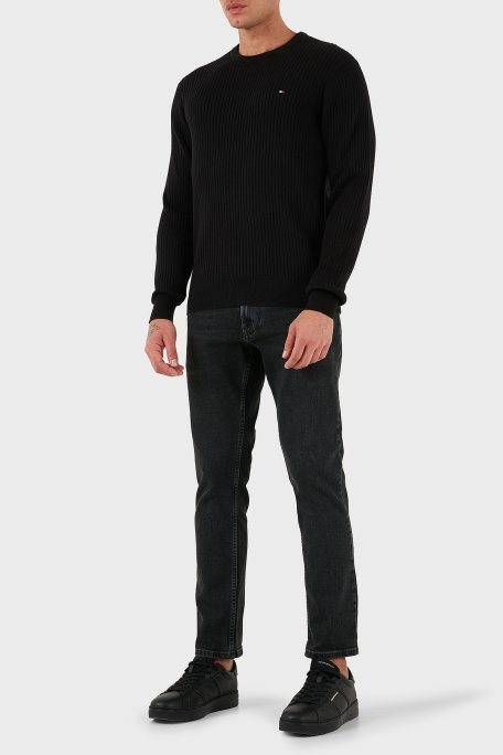 Tommy Hilfiger Pamuk ve Kaşmir Karışımlı Regular Fit Bisiklet Yaka Erkek Kazak MW0MW40449 BDS SİYAH - Tommy Hilfiger (1)