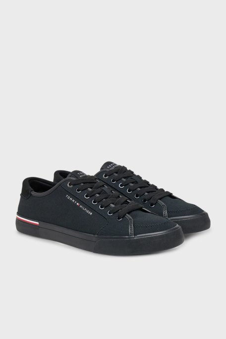 Tommy Hilfiger Pamuklu Logolu Sneaker Erkek Ayakkabı FM0FM05398 BDS SİYAH - Tommy Hilfiger (1)