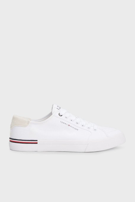 Tommy Hilfiger Pamuklu Logolu Sneaker Erkek Ayakkabı FM0FM05398 YBS BEYAZ - Tommy Hilfiger