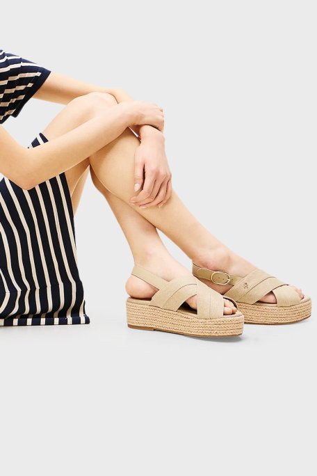 Tommy Hilfiger Pamuklu Platform Espadril Bayan Sandalet FW0FW08669 ACC BEJ - Tommy Hilfiger (1)
