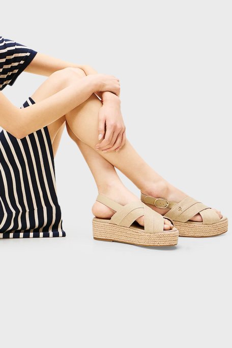Tommy Hilfiger Pamuklu Platform Espadril Kadın Sandalet FW0FW08669 ACC BEJ - Tommy Hilfiger (1)