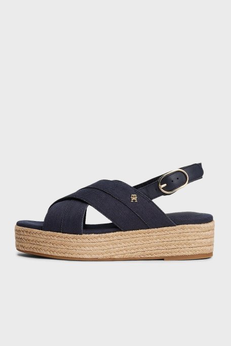 Tommy Hilfiger Pamuklu Platform Espadril Kadın Sandalet FW0FW08669 DW6 LACİVERT - Tommy Hilfiger (1)