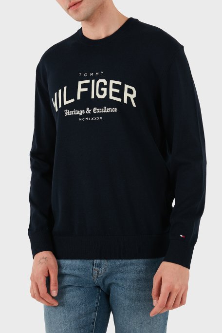 Tommy Hilfiger Pamuklu Regular Fit Baskılı Bisiklet Yaka Erkek Sweat MW0MW40851 DW5 LACİVERT - Tommy Hilfiger (1)