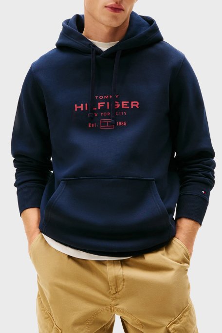 Tommy Hilfiger Pamuklu Regular Fit Baskılı Kapüşonlu Erkek Sweat MW0MW40864 DW5 LACİVERT - Tommy Hilfiger