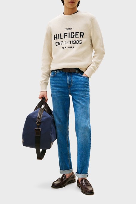 Tommy Hilfiger Pamuklu Regular Fit Bisiklet Yaka Logolu Erkek Kazak MW0MW39533 HGF BEJ - Tommy Hilfiger (1)