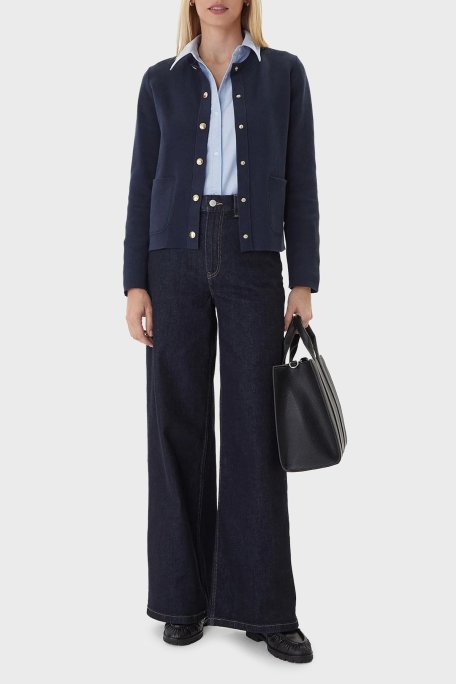 Tommy Hilfiger Pamuklu Regular Fit Çift Taraflı Düğmeli Bayan Kazak WW0WW40846 0X4 LACİVERT-BEYAZ - Tommy Hilfiger (1)