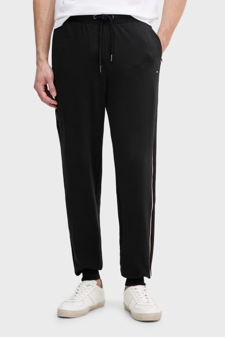 Tommy Hilfiger Pamuklu Regular Fit Çizgili Jogger Erkek Pantolon MW0MW42882 BDS SİYAH - Tommy Hilfiger