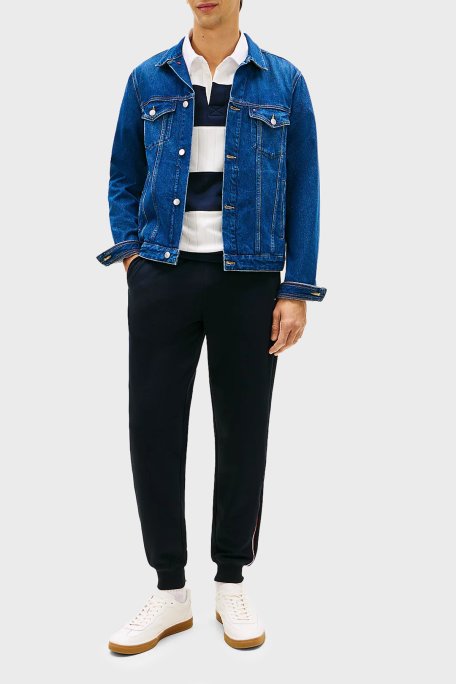 Tommy Hilfiger Pamuklu Regular Fit Çizgili Jogger Erkek Pantolon MW0MW42882 DW5 LACİVERT - Tommy Hilfiger (1)