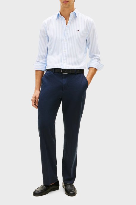 Tommy Hilfiger Pamuklu Regular Fit Çizgili Uzun Kollu Erkek Gömlek MW0MW42440 0A4 BEYAZ-MAVİ - Tommy Hilfiger (1)