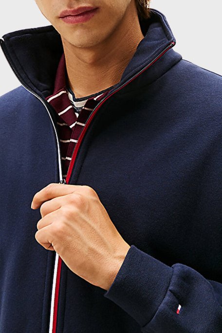 Tommy Hilfiger Pamuklu Regular Fit Dik Yaka Fermuarlı Erkek Sweat MW0MW40481 DW5 LACİVERT - Tommy Hilfiger (1)
