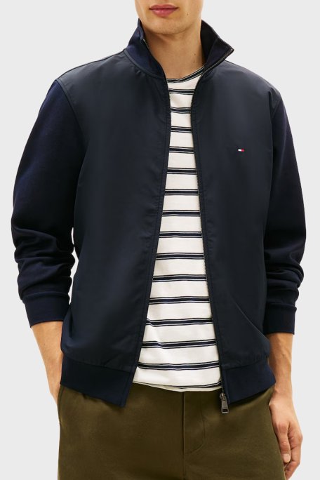 Tommy Hilfiger Pamuklu Regular Fit Dik Yaka Fermuarlı Erkek Sweat MW0MW41758 DW5 LACİVERT - Tommy Hilfiger