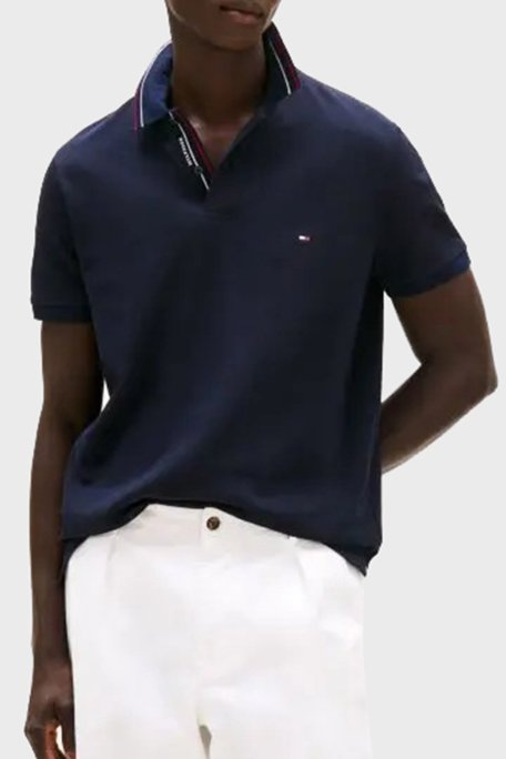 Tommy Hilfiger Pamuklu Regular Fit Düğmeli Erkek Polo Yaka T Shirt MW0MW38459 DW5 LACİVERT - Tommy Hilfiger