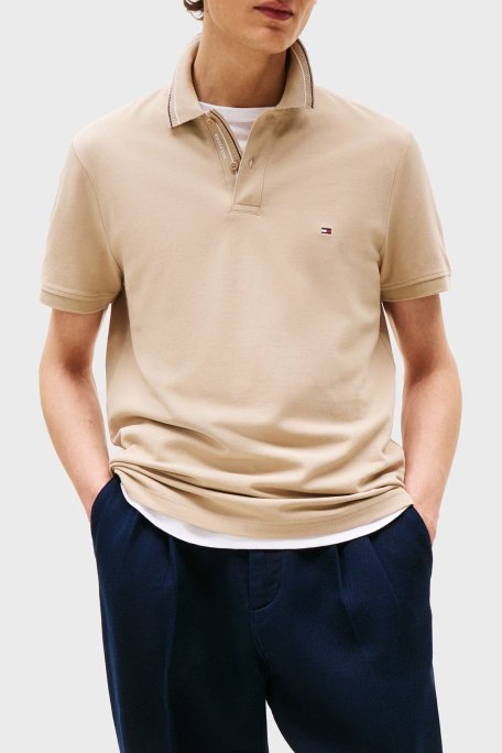 Tommy Hilfiger Pamuklu Regular Fit Düğmeli Erkek Polo Yaka T Shirt MW0MW38459 RBT KUM - Tommy Hilfiger